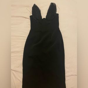 House of CB Black Strapless Midi Dress